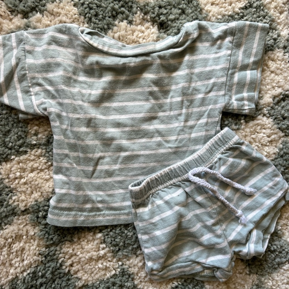 Teal striped baby matching set, little one shop